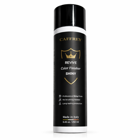 CAFFREY Revive Color Finisher Spray, Gloss (Shiny), 250 ml — original black capped can, made in Italy.
