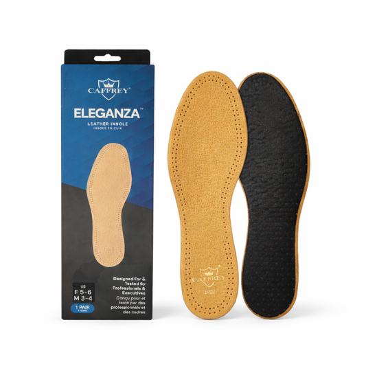 Caffrey Eleganza Natural Sheep Leather Insoles - Soft Latex Foam Cushioning - Shoe Odor Eliminator - Slip Prevention - Ideal for Men & Women's Closed Shoes - Durable, Moisture Absorbing