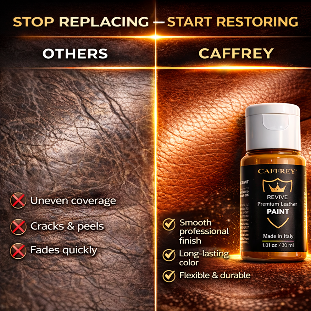 Caffrey Revive Premium Leather Paint – Leather Dye | Restore Furniture, Car Seats, Shoes & Bags | Crack-Proof, Fade-Resistant, Made in Italy