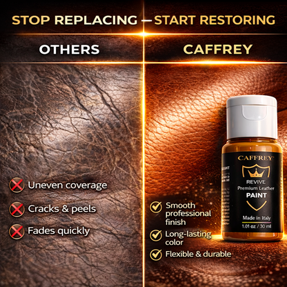 Caffrey Revive Premium Leather Paint – Leather Dye | Restore Furniture, Car Seats, Shoes & Bags | Crack-Proof, Fade-Resistant, Made in Italy