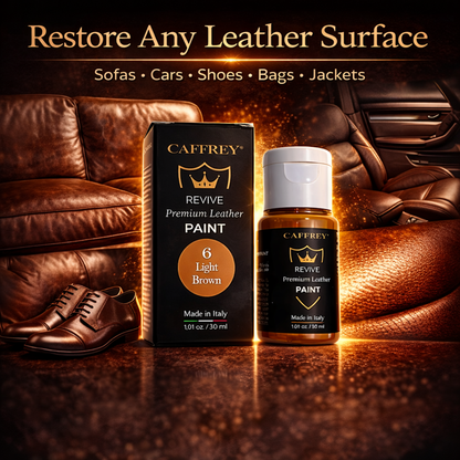 Caffrey Revive Premium Leather Paint – Leather Dye | Restore Furniture, Car Seats, Shoes & Bags | Crack-Proof, Fade-Resistant, Made in Italy