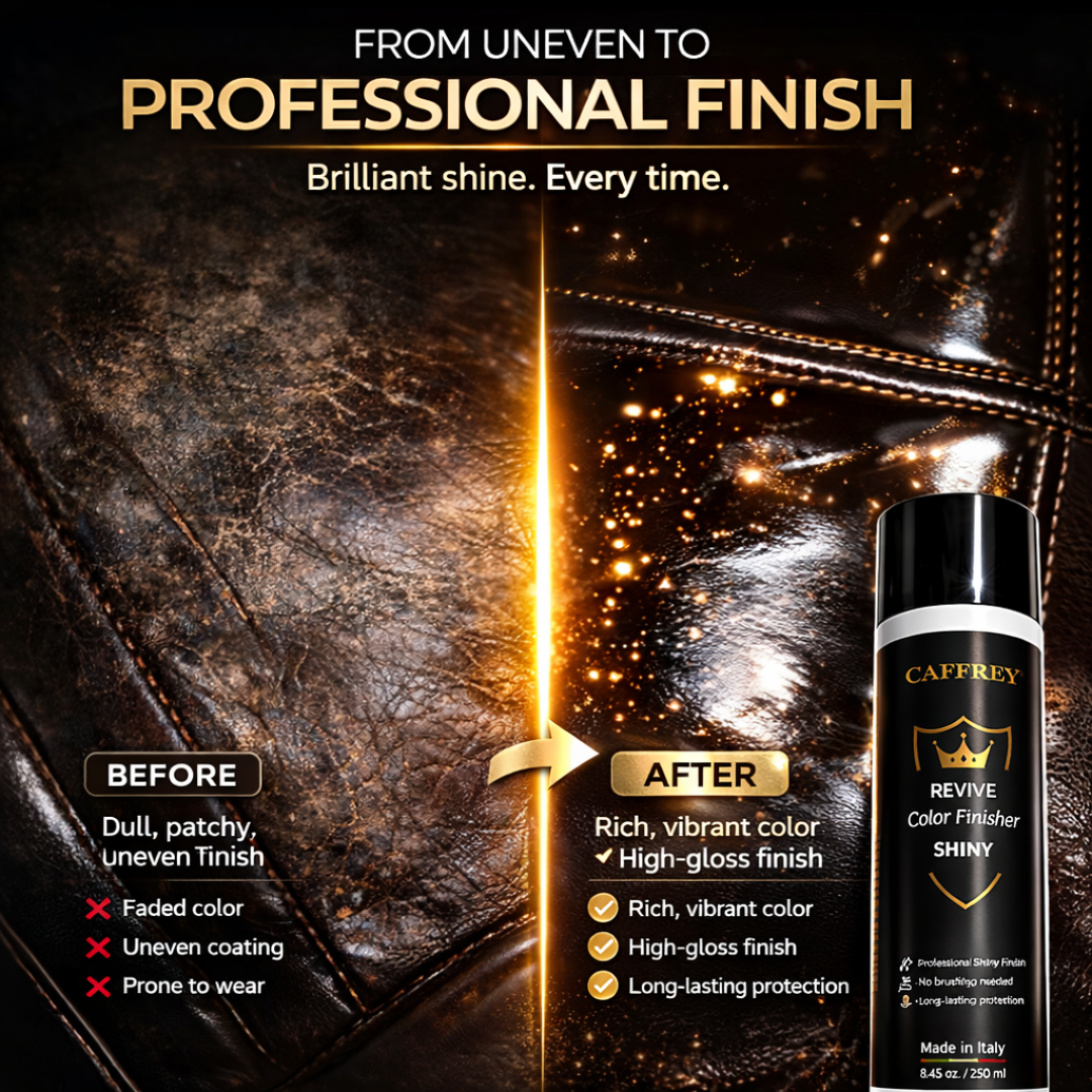Caffrey Revive Leather Finisher Spray 250ml – Clear Top Coat Sealer for Leather Paint & Dye | Matte or Gloss Finish | Shoes, Bags, Car Seats | Made in Italy