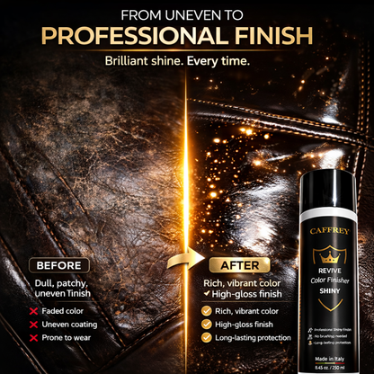 Caffrey Revive Leather Finisher Spray 250ml – Clear Top Coat Sealer for Leather Paint & Dye | Matte or Gloss Finish | Shoes, Bags, Car Seats | Made in Italy