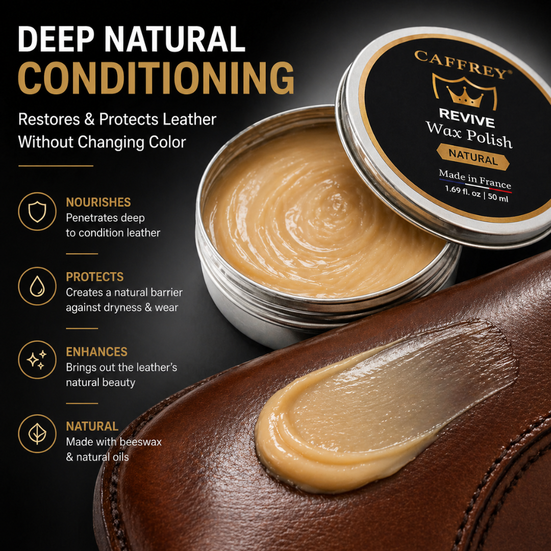 Caffrey Revive Wax Polish – Premium Leather Conditioner with Beeswax & Four Natural Oils, Deep-Absorbing Formula for Long-Lasting Shine, Dress Shoes, Boots & Everyday Leather Footwear