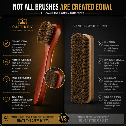 Caffrey Polishing Horsehair Shoe Shine Brush — Soft Buffing Brush with Wood Handle