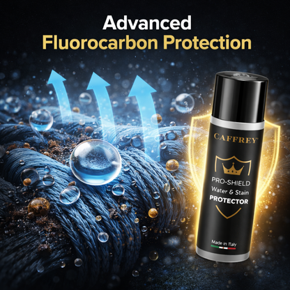 Caffrey Pro-Shield Waterproof Spray 250ml – Leather, Suede & Fabric Protector | Stain & Water Repellent for Shoes, Bags, Car Seats | Made in Italy