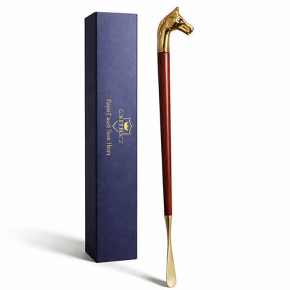 Caffrey Royal Touch™ Long Shoe Horn – Luxury Wooden & Metal Shoe Horn for Easy No-Bend Wear | Premium Gift for Men & Seniors
