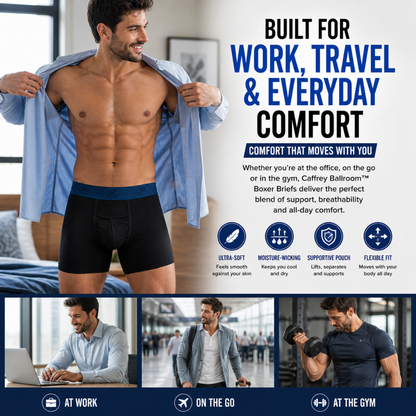 Caffrey Ballroom™ Men’s Modal-Spandex Boxer Briefs – Ultra-Soft, Moisture-Wicking Underwear with Separation Pouch