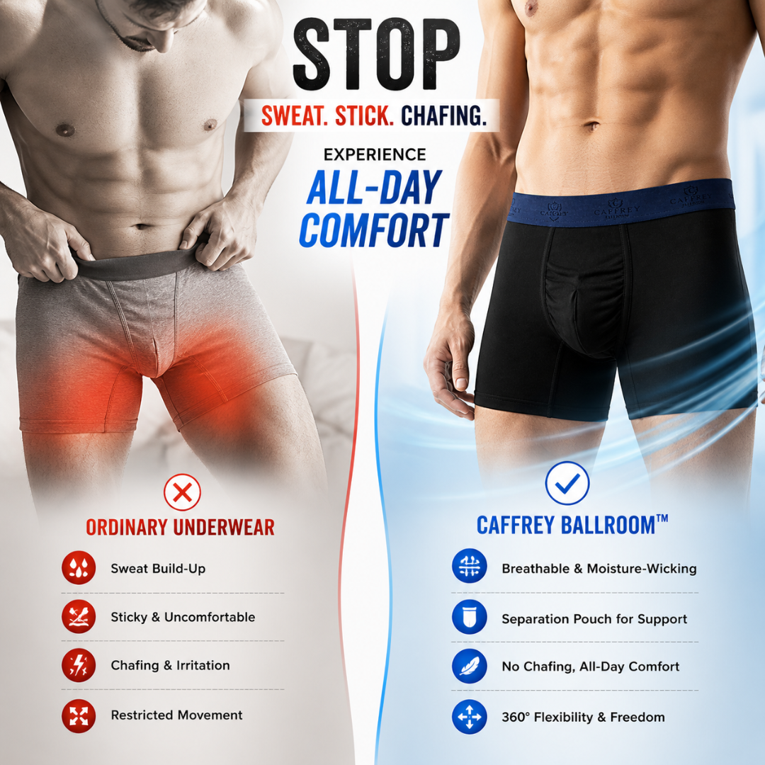 Caffrey Ballroom™ Men’s Modal-Spandex Boxer Briefs – Ultra-Soft, Moisture-Wicking Underwear with Separation Pouch