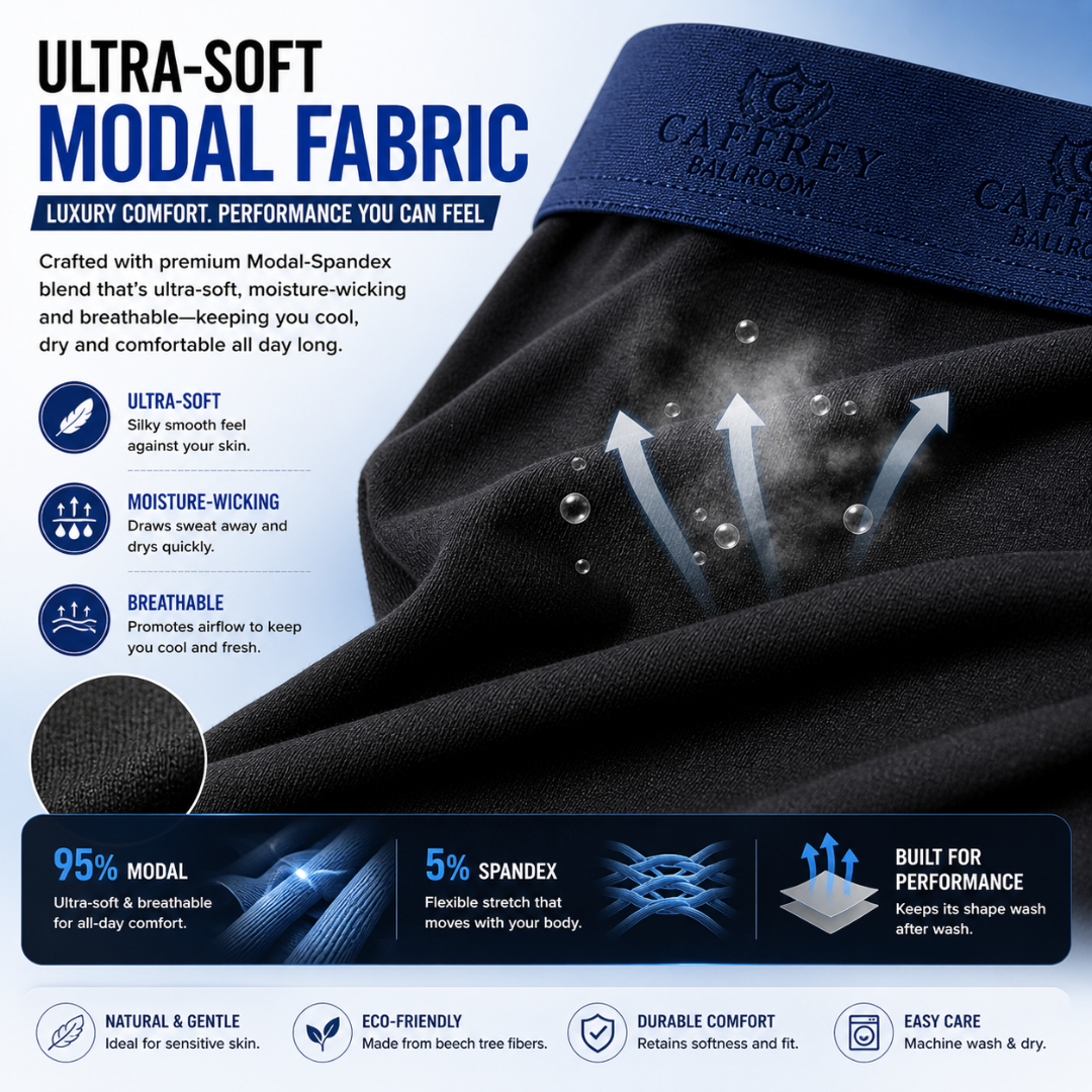 Caffrey Ballroom™ Men’s Modal-Spandex Boxer Briefs – Ultra-Soft, Moisture-Wicking Underwear with Separation Pouch