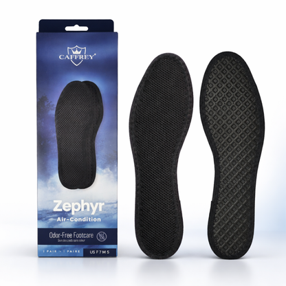 Caffrey ZEPHYR Air Condition Insoles – Ultra-Thin Breathable Dress Shoe Insoles with Carbon-Treated Layer, Airflow Cooling System, Odor Control, Non-Slip Mesh & Dimple Design, Lightweight Summer Comfort