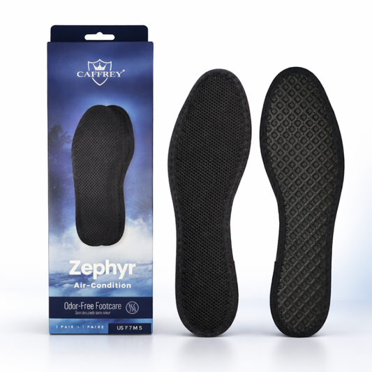 Caffrey ZEPHYR Air Condition Insoles – Ultra-Thin Breathable Dress Shoe Insoles with Carbon-Treated Layer, Airflow Cooling System, Odor Control, Non-Slip Mesh & Dimple Design, Lightweight Summer Comfort