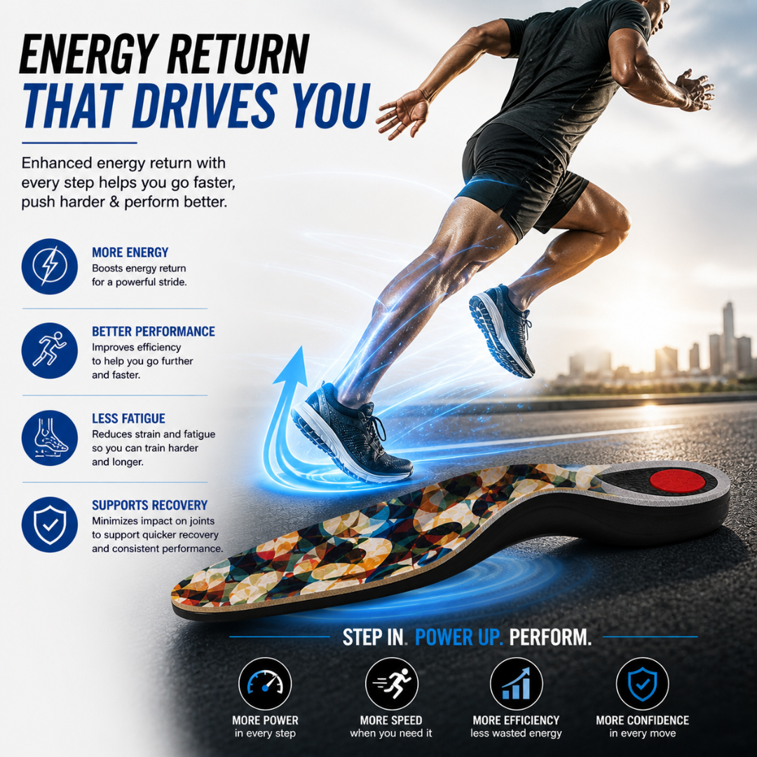 Caffrey Sprint Sports Insoles — Arch Support & Metatarsal Relief for Running, Training & All-Day Wear