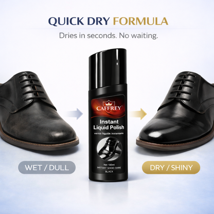 Caffrey Liquid Shoe Polish with Sponge Applicator – Instant Shine & Leather Conditioner for Shoes, Boots & Bags – Quick Dry, Eco-Friendly, Non-Toxic Formula – 100ml