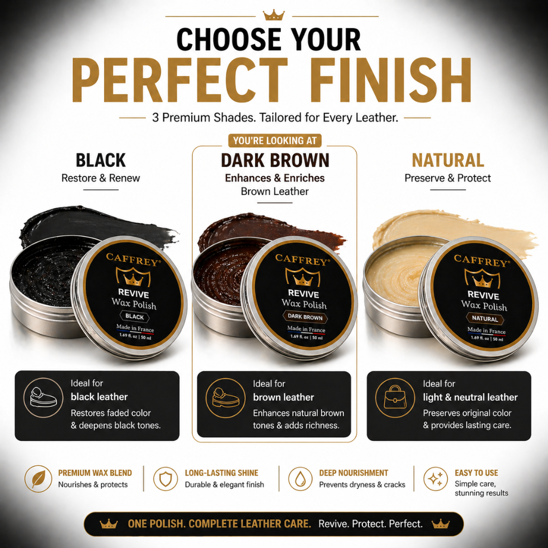 Caffrey Revive Wax Polish – Premium Leather Conditioner with Beeswax & Four Natural Oils, Deep-Absorbing Formula for Long-Lasting Shine, Dress Shoes, Boots & Everyday Leather Footwear