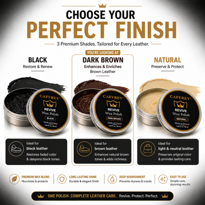 Caffrey Revive Wax Polish – Premium Leather Conditioner with Beeswax & Four Natural Oils, Deep-Absorbing Formula for Long-Lasting Shine, Dress Shoes, Boots & Everyday Leather Footwear