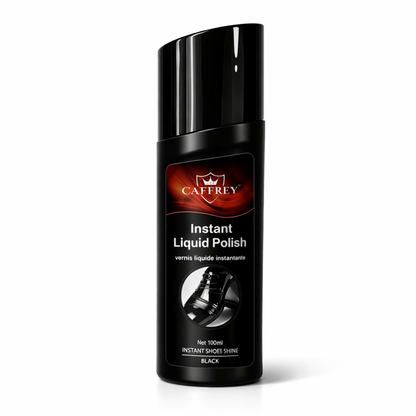 Caffrey Liquid Shoe Polish with Sponge Applicator – Instant Shine & Leather Conditioner for Shoes, Boots & Bags – Quick Dry, Eco-Friendly, Non-Toxic Formula – 100ml