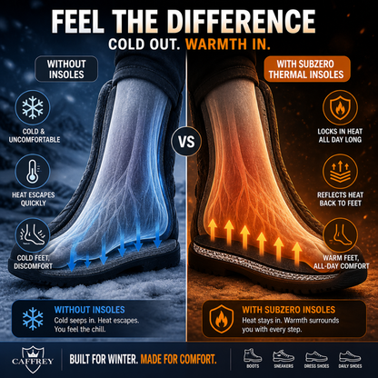 Caffrey Sub-Zero Thermal Insoles for Winter Boots & Shoes – Warm Felt & Aluminum Heat Reflective Insert