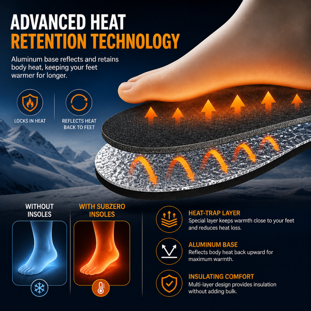 Caffrey Sub-Zero Thermal Insoles for Winter Boots & Shoes – Warm Felt & Aluminum Heat Reflective Insert