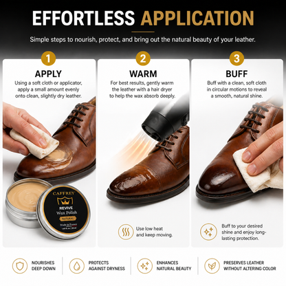 Caffrey Revive Wax Polish – Premium Leather Conditioner with Beeswax & Four Natural Oils, Deep-Absorbing Formula for Long-Lasting Shine, Dress Shoes, Boots & Everyday Leather Footwear