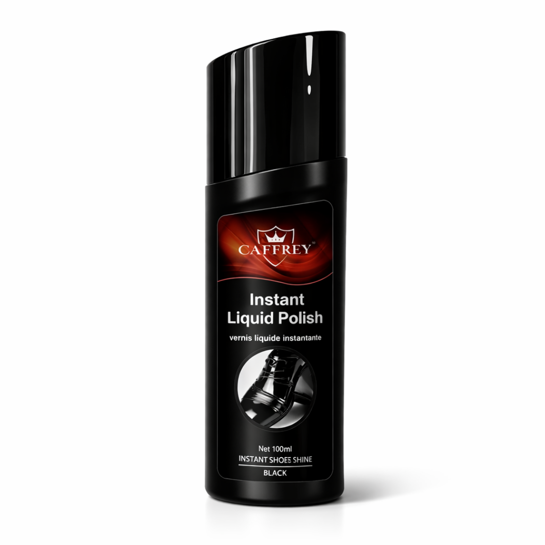 Caffrey Liquid Shoe Polish with Sponge Applicator – Instant Shine & Leather Conditioner for Shoes, Boots & Bags – Quick Dry, Eco-Friendly, Non-Toxic Formula – 100ml