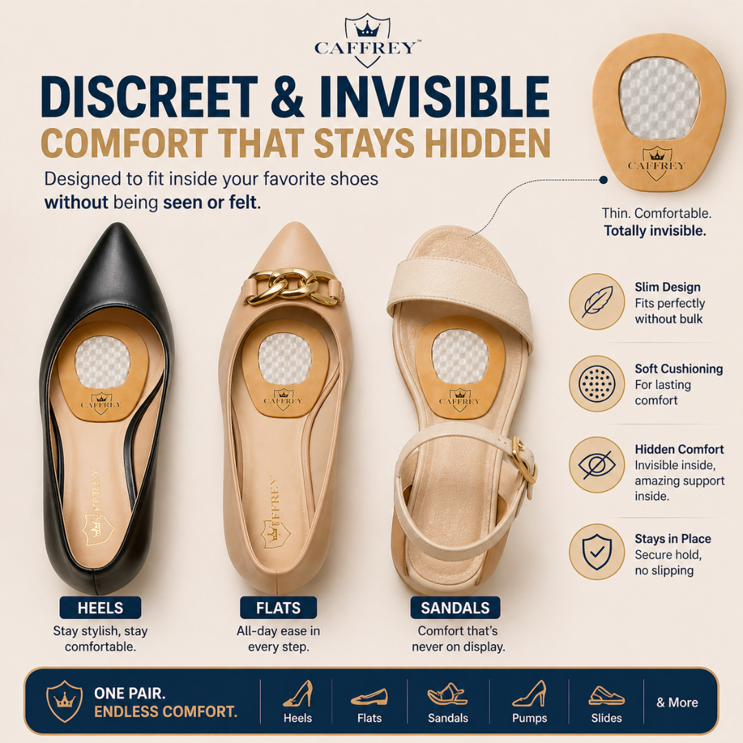 Caffrey Cortona Ball of Foot Cushions for Heels & Sandals – Anti-Slip Shoe Pads for Pain Relief & Comfort