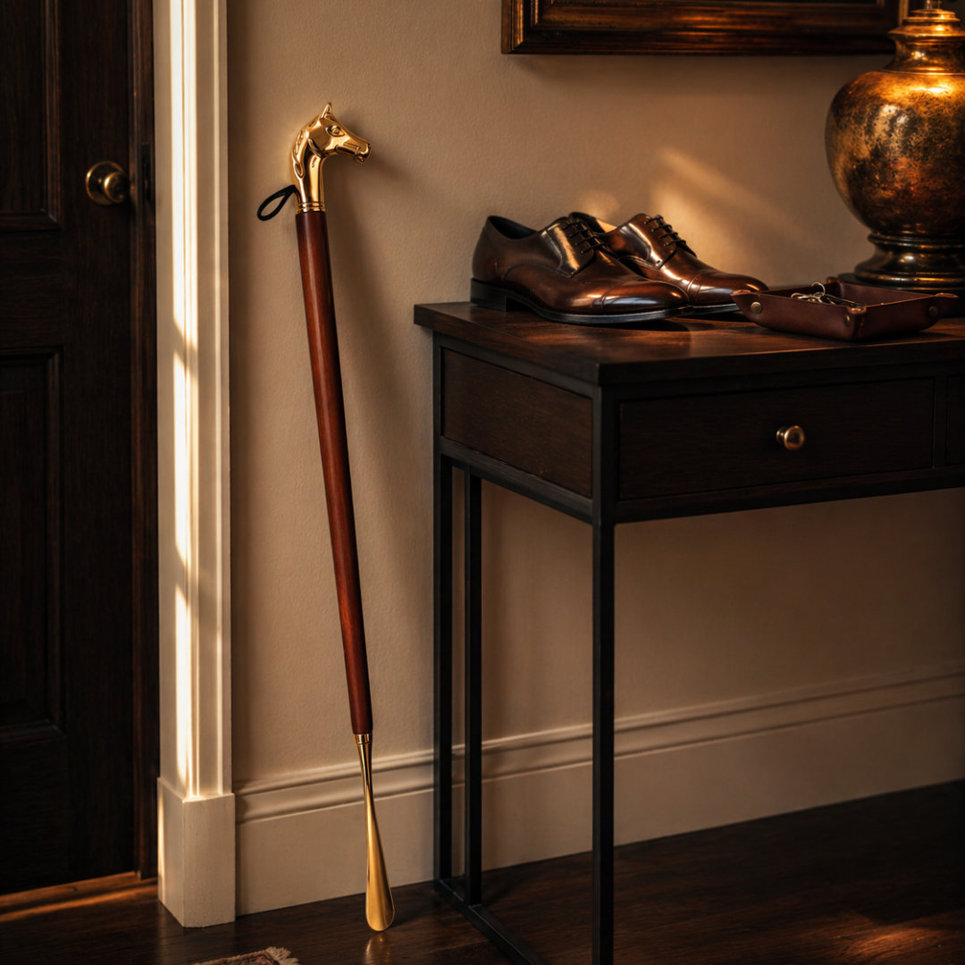 Caffrey Royal Touch™ Long Shoe Horn – Luxury Wooden & Metal Shoe Horn for Easy No-Bend Wear | Premium Gift for Men & Seniors