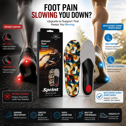 Caffrey Sprint Sports Insoles — Arch Support & Metatarsal Relief for Running, Training & All-Day Wear