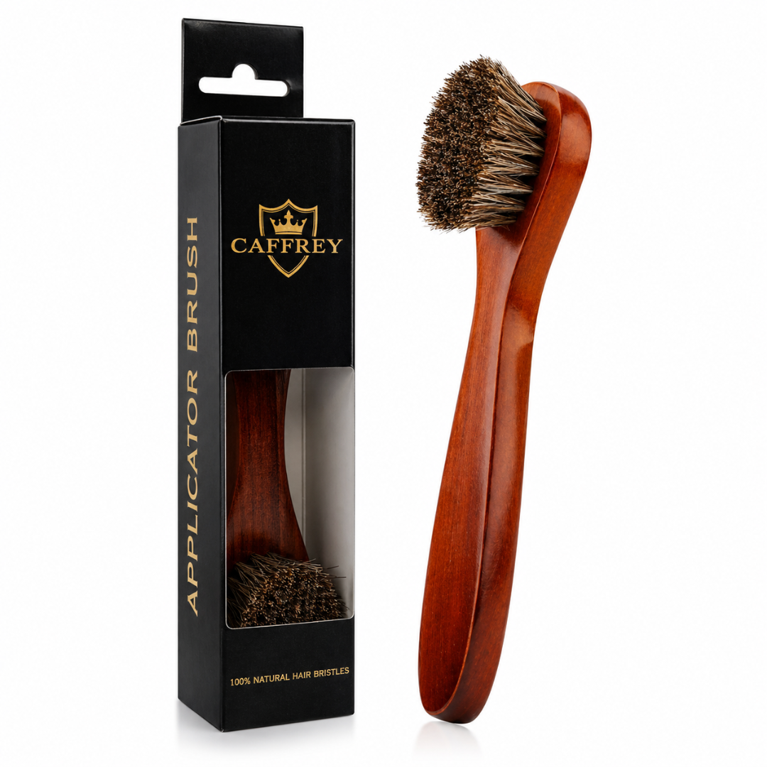 Caffrey Polishing Horsehair Shoe Shine Brush — Soft Buffing Brush with Wood Handle