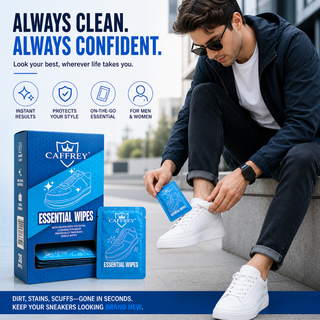 Caffrey Instant Clean Shoe Wipes — Disposable Sneaker & Leather Cleaner (30 Count)