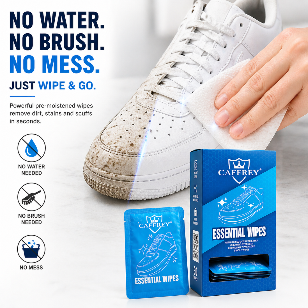 Caffrey Instant Clean Shoe Wipes — Disposable Sneaker & Leather Cleaner (30 Count)