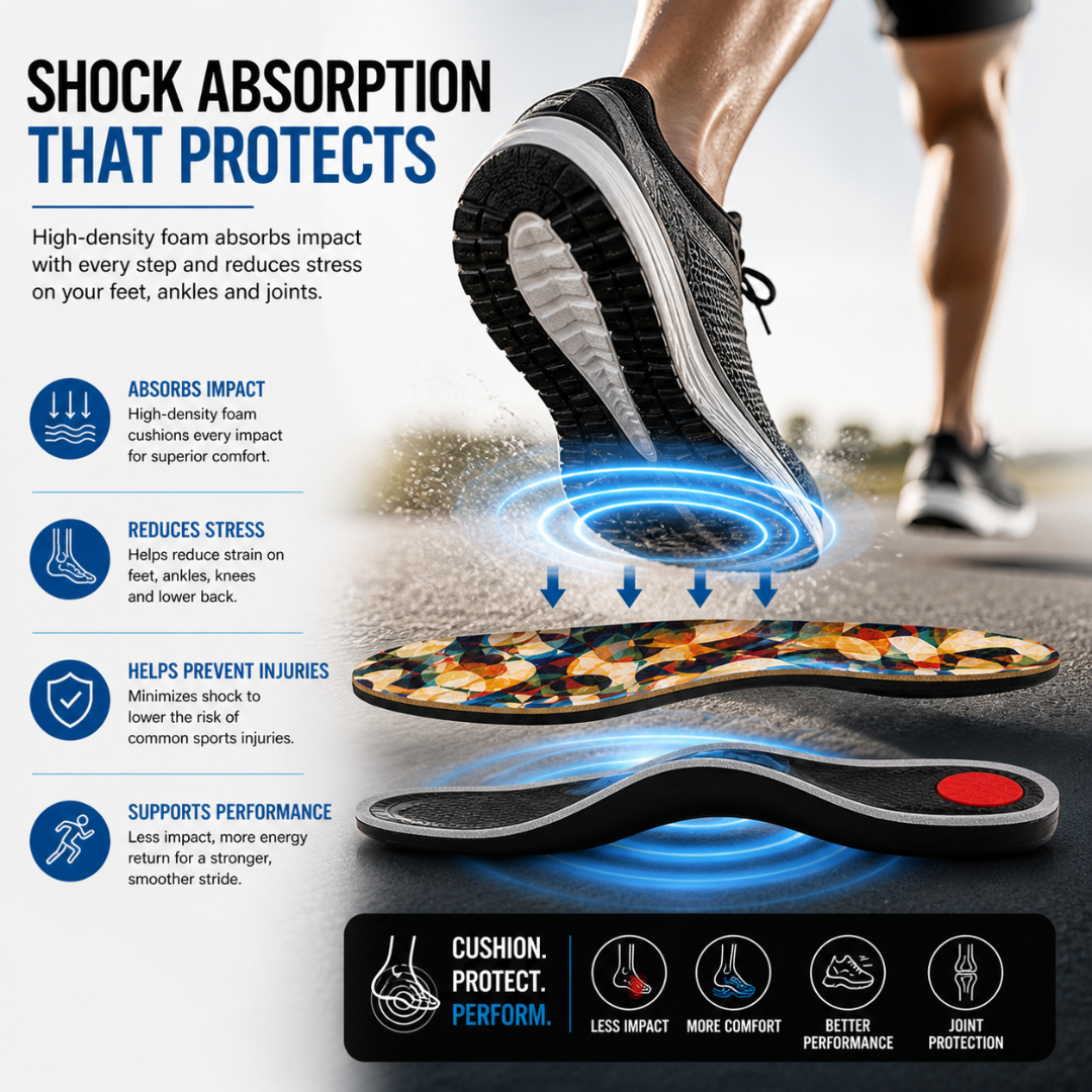 Caffrey Sprint Sports Insoles — Arch Support & Metatarsal Relief for Running, Training & All-Day Wear