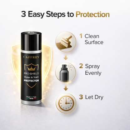 Caffrey Pro-Shield Waterproof Spray 250ml – Leather, Suede & Fabric Protector | Stain & Water Repellent for Shoes, Bags, Car Seats | Made in Italy
