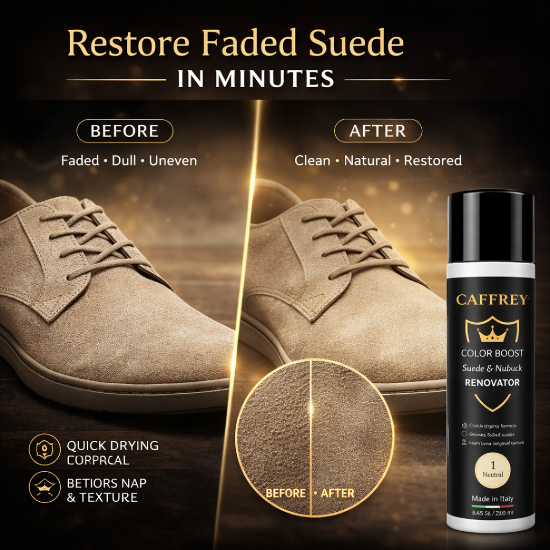 Caffrey Suede & Nubuck Renovator Spray 250ml – Restore Color & Texture | Waterproof & UV Protection | Suede Dye for Shoes, Boots, Bags | Made in Italy