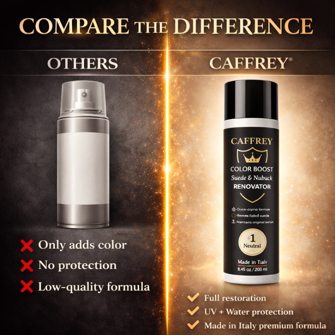 Caffrey Suede & Nubuck Renovator Spray 250ml – Restore Color & Texture | Waterproof & UV Protection | Suede Dye for Shoes, Boots, Bags | Made in Italy