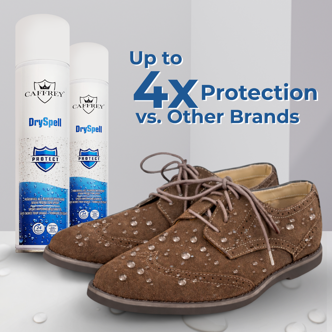 Caffrey DrySpell — All-Purpose Water & Stain Protector Spray, Fabric, Leather, Suede, Canvas, Shoes, Jackets, Car Seats, Long-Lasting Waterproofing & Anti-Stain Protection (24-Hour Shield) 300ml