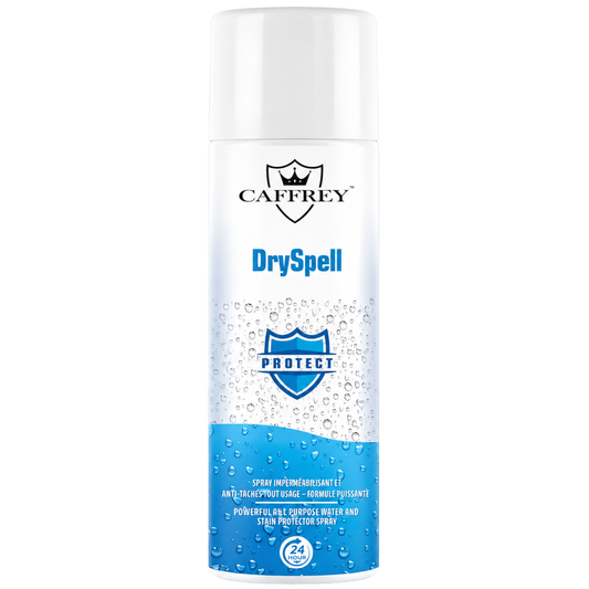 Caffrey DrySpell — All-Purpose Water & Stain Protector Spray, Fabric, Leather, Suede, Canvas, Shoes, Jackets, Car Seats, Long-Lasting Waterproofing & Anti-Stain Protection (24-Hour Shield) 300ml
