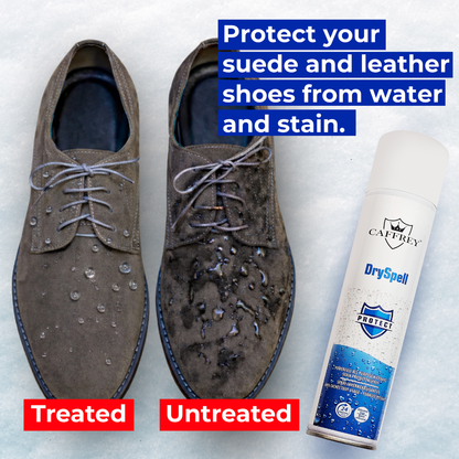 Caffrey DrySpell — All-Purpose Water & Stain Protector Spray, Fabric, Leather, Suede, Canvas, Shoes, Jackets, Car Seats, Long-Lasting Waterproofing & Anti-Stain Protection (24-Hour Shield) 300ml