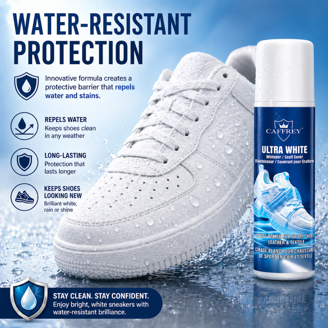 Caffrey Ultra White Shoe Polish & Scuff Cover — Sneaker Whitener for Canvas, Leather & Rubber