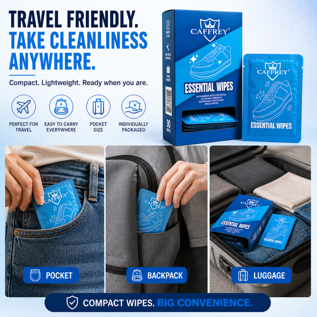 Caffrey Instant Clean Shoe Wipes — Disposable Sneaker & Leather Cleaner (30 Count)