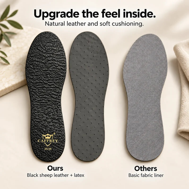 Upgrade the feel inside. Natural leather and soft cushioning.