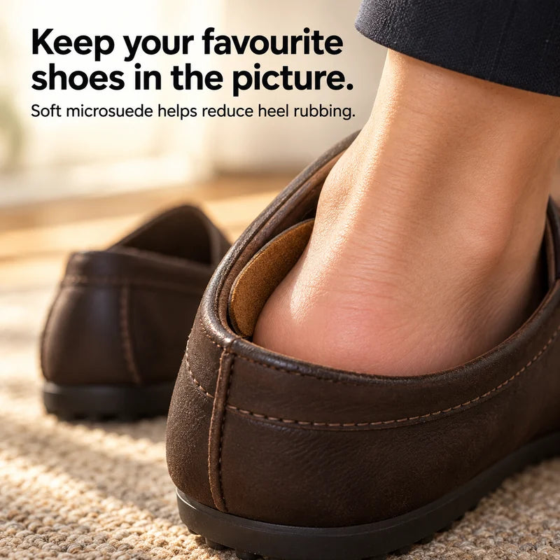 Keep your favourite shoes in the picture. Soft microsuede helps reduce heel rubbing.