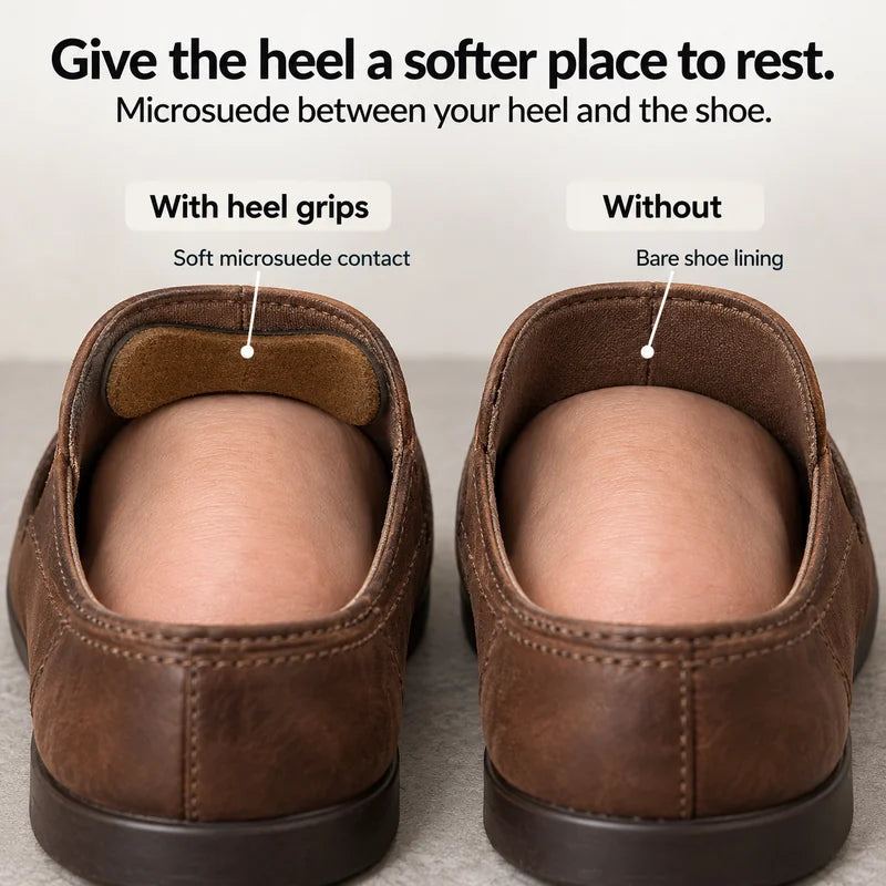 Give the heel a softer place to rest. Microsuede between your heel and the shoe.