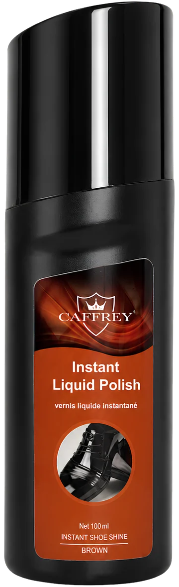 CAFFREY Instant Liquid Polish, Brown: 100 ml bottle with a burnt-orange label