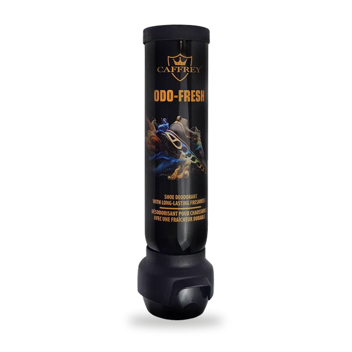 CAFFREY Odo Fresh shoe deodorant can with its spray head at the base