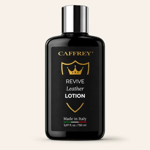 CAFFREY REVIVE Leather Lotion bottle; the label reads Made in Italy
