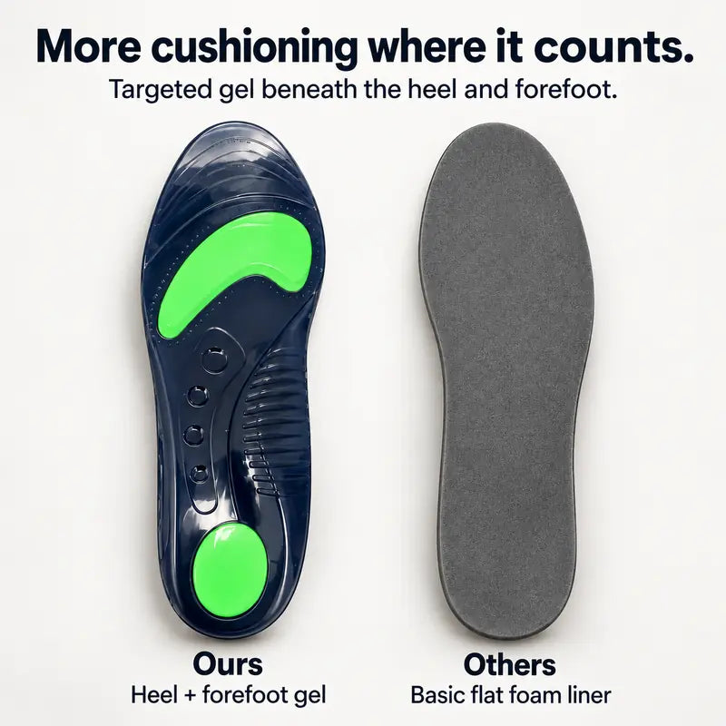 Illustration: More cushioning where it counts. Targeted gel beneath the heel and forefoot.