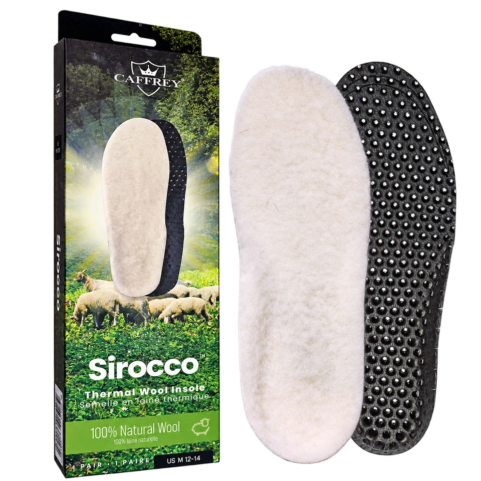 CAFFREY Sirocco carton with the natural wool surface and textured black rubber underside