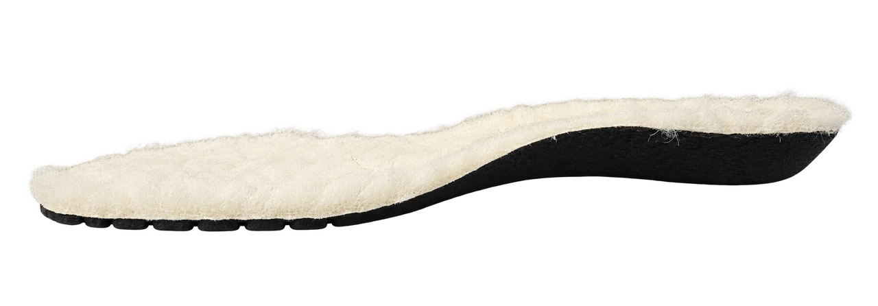 Real Sirocco side profile with cream wool and a raised black rubber base