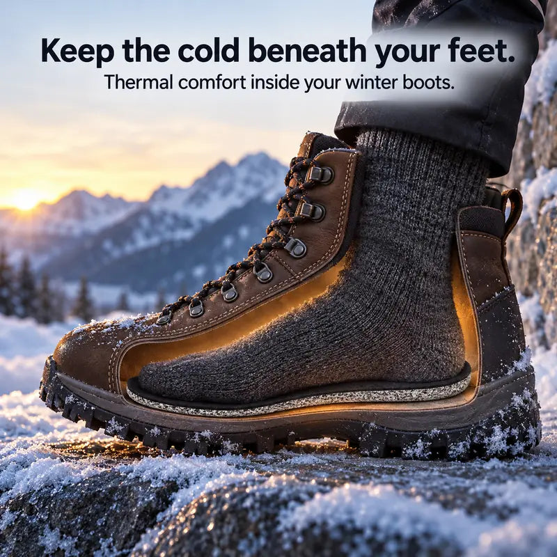 Illustration: Keep the cold beneath your feet. Thermal comfort inside your winter boots.